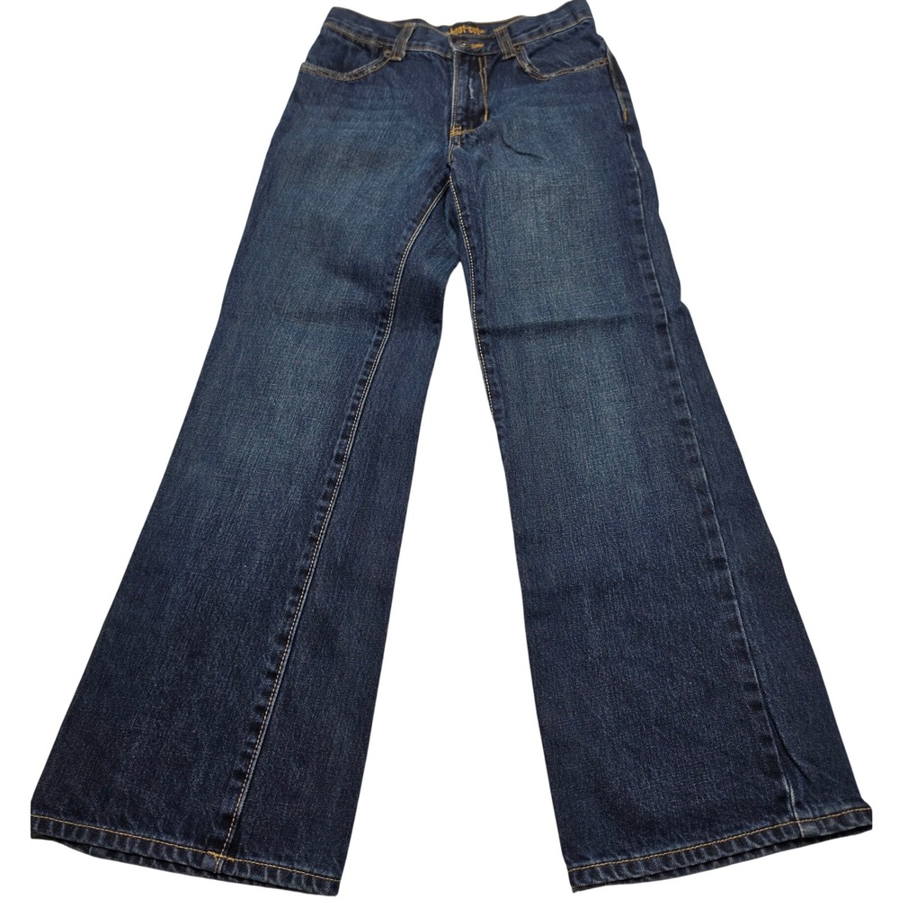 Old Navy Boys Bootcut Jeans Dark Wash Slim Fit Size 12 Slim Blue Denim